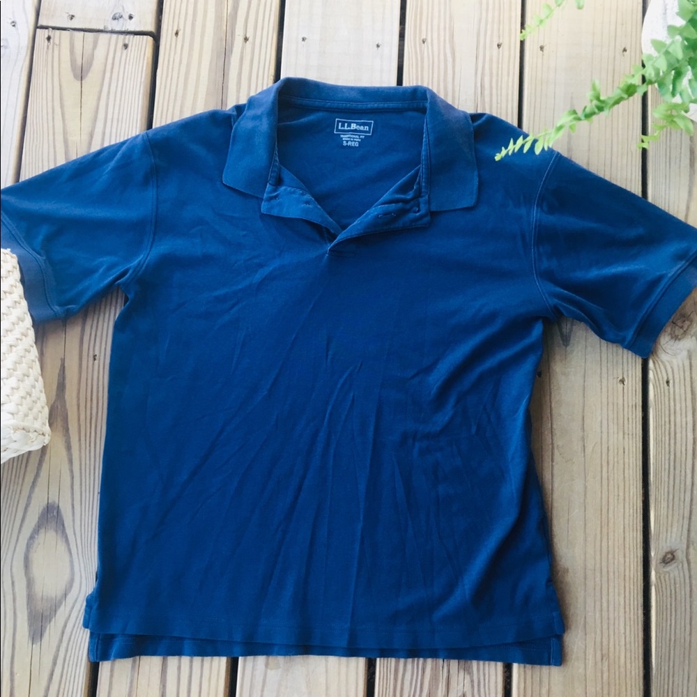 L.L. Bean Pima Soft Polo Golf Shirt-Navy Small